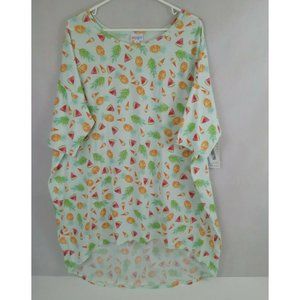 NWT Lularoe Irma Tunic Unicorn With Watermelon, Ice Cream, & Pineapple Design XL